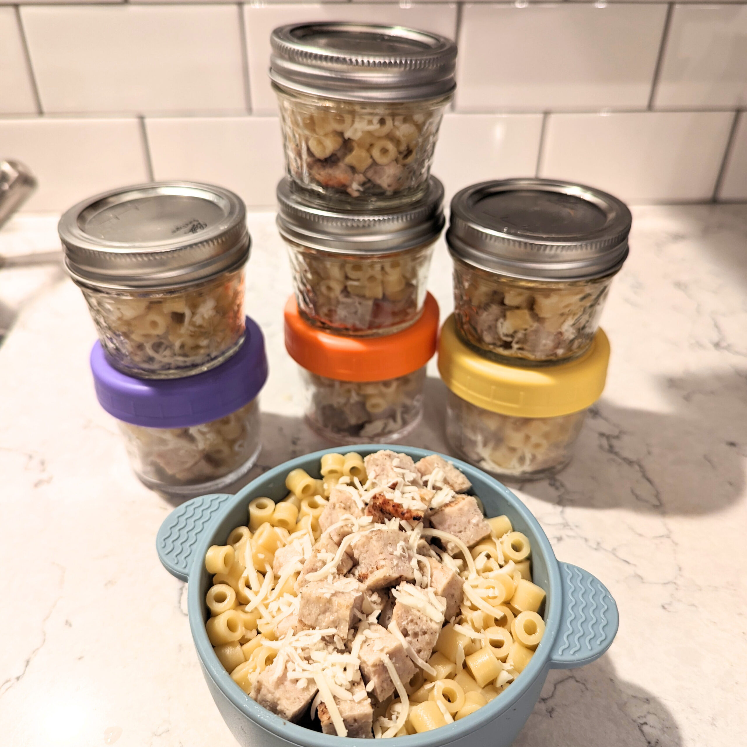 Pasta with Chicken Meatballs in Containers