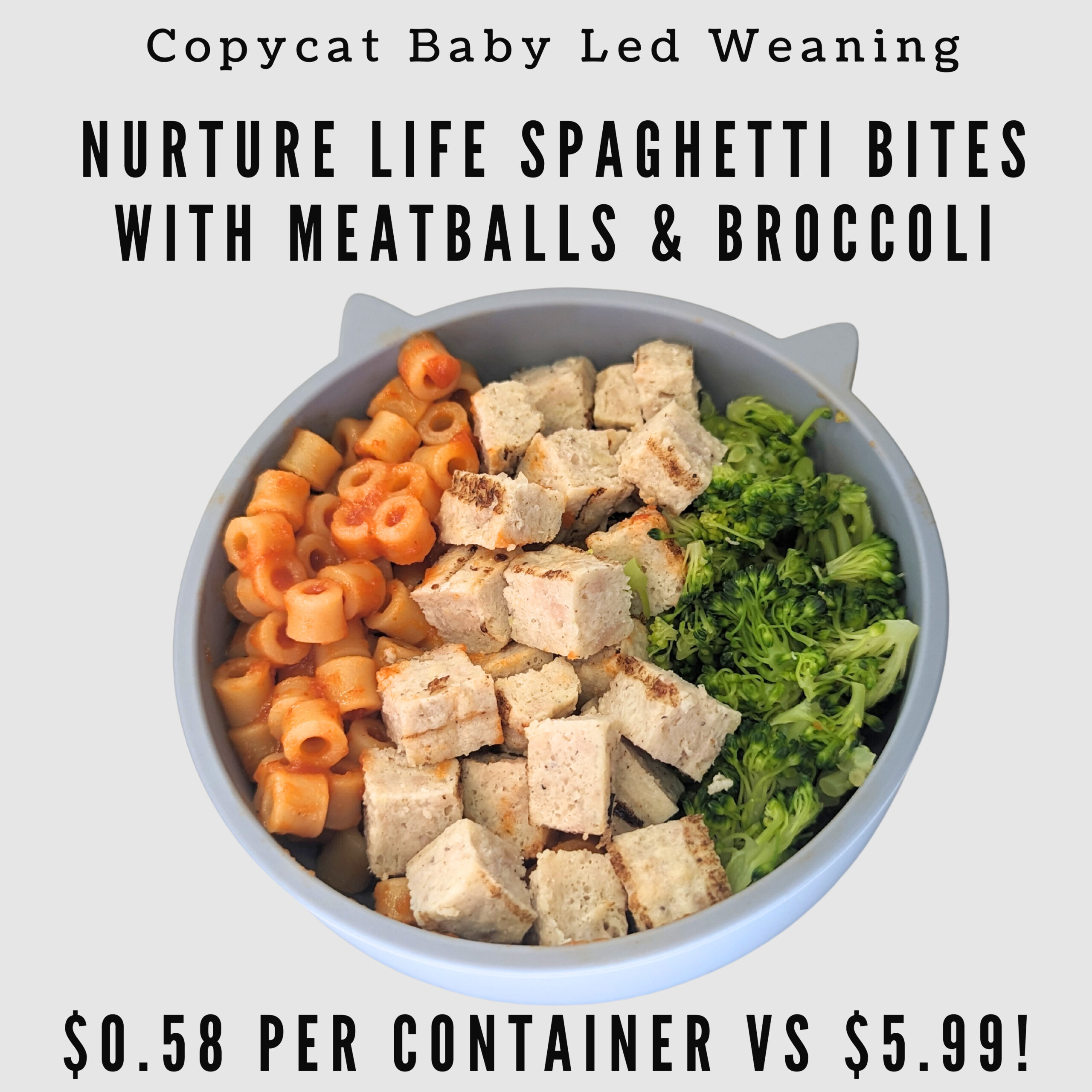 Copycat Nurture Life Spaghetti Bites with Meatballs and Broccoli