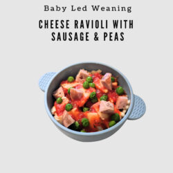 Baby Led Weaning Ravioli with Sausage & Peas Featured Image