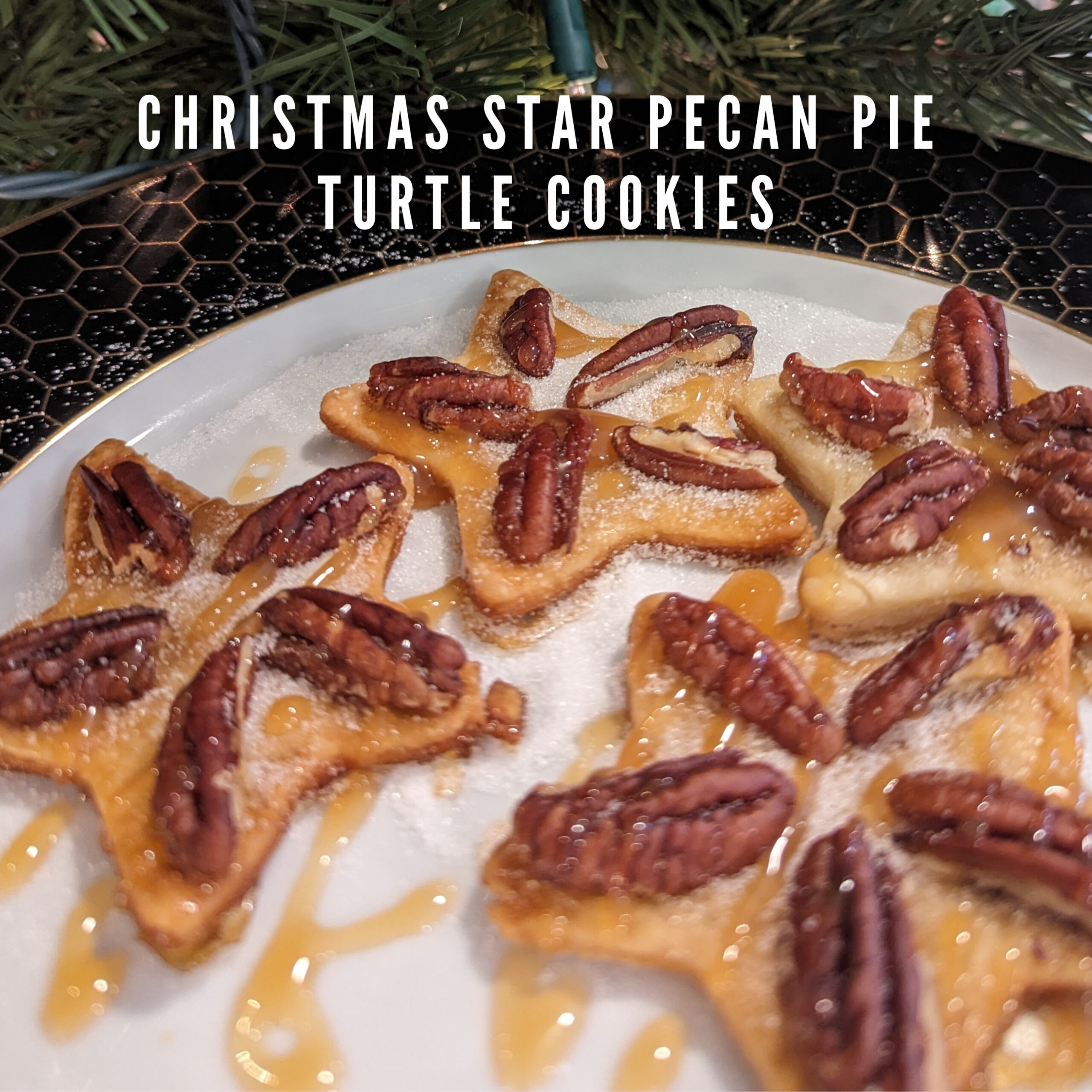 Family Treat - Christmas Star Pecan Pie Turtle Cookies - Featured Image